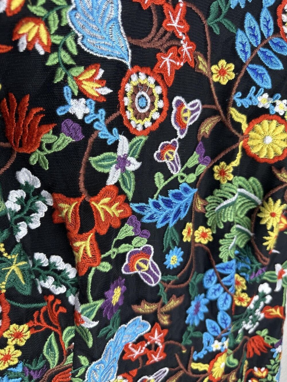 New York & Company Dress Womens 4 Black Floral Embroidered Sheath Short Sleeve - Picture 3 of 8